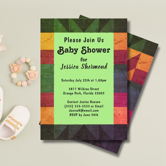 Carte de Baby shower Aztec Tribal Abstrait Retro 7