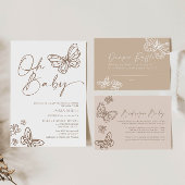 Carte de Baby shower Boho Beige Diaper Raffe