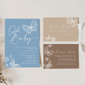 Carte de Baby shower Boho Beige Diaper Raffe