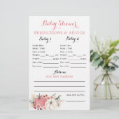 Carte de Baby shower Boho Twin Rose et White Citro (Debout devant)