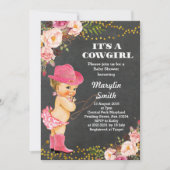 Carte de Baby shower Chalkboard Rustic Cowgirl (Devant)