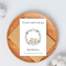 Carte de Baby Shower 'Chaussons de Bébé Eucalyptus
