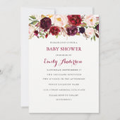 Carte de Baby shower d'automne rouge de Bourgogne (Devant)