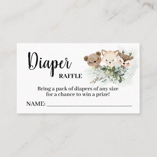 Carte de Baby shower de billet de loterie forestiè (Devant)