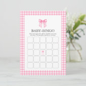 Carte de Baby shower de bingo de couleur rose (Debout devant)