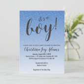 Carte de Baby shower de Blue Faux Parties scintil (Debout devant)