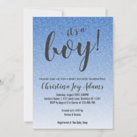 Carte de Baby shower de  Blue Faux Parties scintil