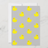 Carte de Baby shower de canard en caoutchouc jaune (Dos)