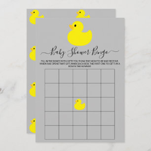 Carte de Baby shower de canard en caoutchouc jaune