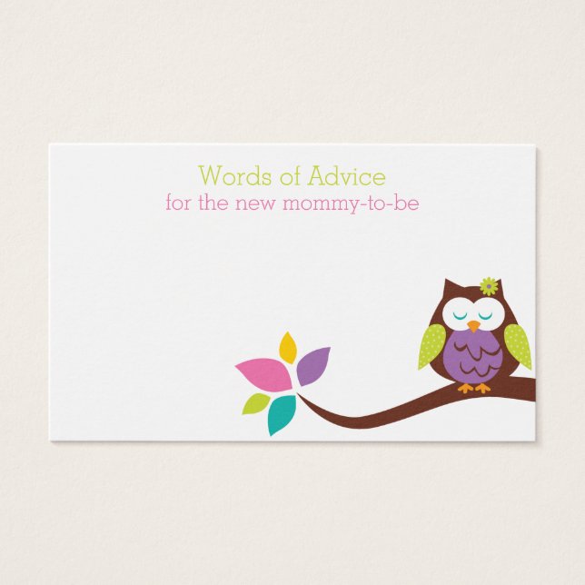 Carte de Baby shower de conseils maman OWL (Devant)