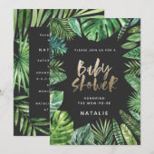 Carte de baby shower de feuille de palme tropicale (Devant / Derrière)