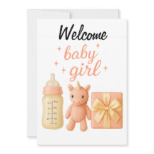 Carte de Baby shower de fille de bienvenue