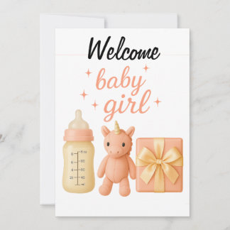 Carte de Baby shower de fille de bienvenue