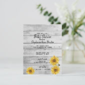 Carte de Baby shower de fleurs de soleil en bois b (Debout devant)