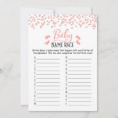 Carte de Baby shower de jeu de course de nom de bé (Devant)