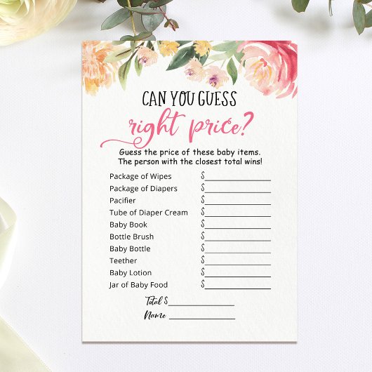 Carte de Baby shower de jeu de prix de droit de de