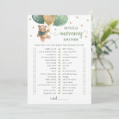 Carte de Baby shower de jeu pour maman Plutôt (Debout devant)