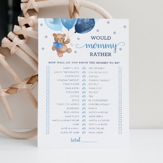 Carte de Baby shower de jeu pour maman Plutôt