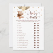 Carte de Baby shower de jeu Teddy Bear Baby Traits (Devant)
