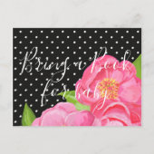 Carte de Baby shower de la Fleur Rose Rose Noir Bl (Dos)