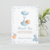 Carte de Baby shower de Merci Bleu Garçon (Debout devant)