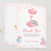 Carte de Baby shower de Merci de la fille Koala (Devant / Derrière)