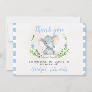 Carte de baby shower de Merci d'éléphant de