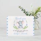 Carte de baby shower de Merci d'éléphant de (Debout devant)