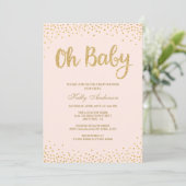 Carte de Baby shower de Parties scintillant en or (Debout devant)