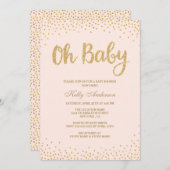 Carte de Baby shower de Parties scintillant en or (Devant / Derrière)