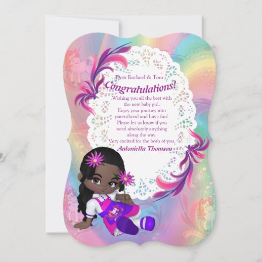 Carte de Baby shower de pour les spirales arc-en- (Devant)
