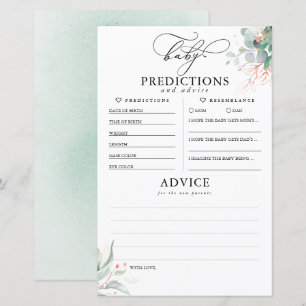 Carte de Baby shower de prédictions et conseils po