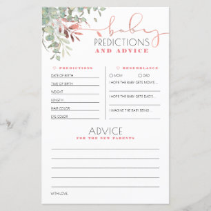 Carte de Baby shower de prédictions et conseils po