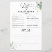Carte de Baby shower de prédictions et conseils po (Devant)