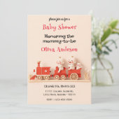 Carte de Baby shower de train pour bébé mignonne (Debout devant)