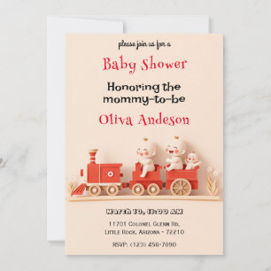 Carte de Baby shower de train pour bébé mignonne