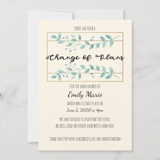 Carte de Baby shower des changements de régime des (Devant)