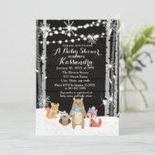 Carte de Baby shower des forêts d'animaux des bois (Debout devant)