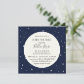 Carte de Baby shower d'étoile Pleine lune bleue de (Debout devant)