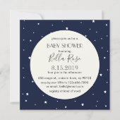 Carte de Baby shower d'étoile Pleine lune bleue de (Devant)