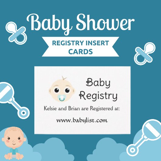 Carte de Baby shower du registre pour bébés mignon