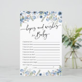 Carte de Baby shower Dusty Blue Florals (Debout devant)