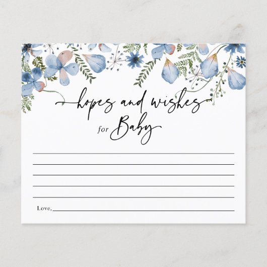 Carte de Baby shower Dusty Blue Flowers (Devant)
