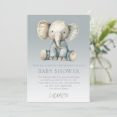 Carte de Baby shower Eléphant Budget Cute (Debout devant)