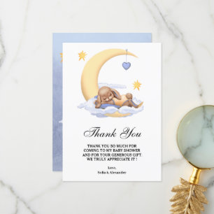 Carte de Baby shower en Merci plat avec lapin.