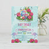 Carte de Baby shower floral Aloha Tropical Baby (Debout devant)