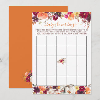 Carte de Baby shower Floral Little Citrouille Fall