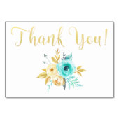 Carte de Baby shower Floral Turquoise Gold (Dos)