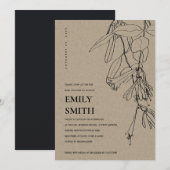 CARTE DE BABY SHOWER FLORALE MODERNE KRAFT LINE DR (Devant / Derrière)