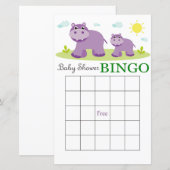 Carte de baby shower Hippo (Devant / Derrière)